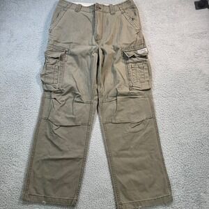Aeropostale Mens 30x30 Relaxed Straight Cargo Pants Olive Green Cotton